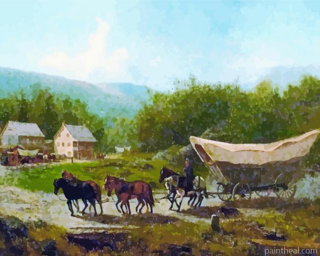 Horse with Covered Wagon Painting By Numbers Kits