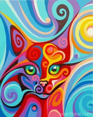 Abstract Colorful Cat Painting By Numbers Kits