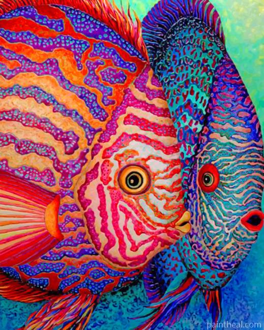 Aesthetic Colorful Fishes Painting By Numbers Kits