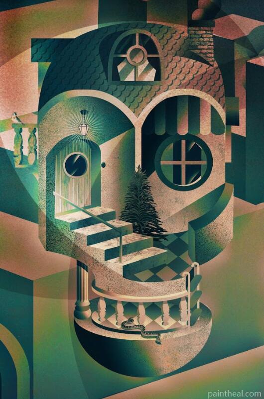 Skull House Shape Painting By Numbers Kits