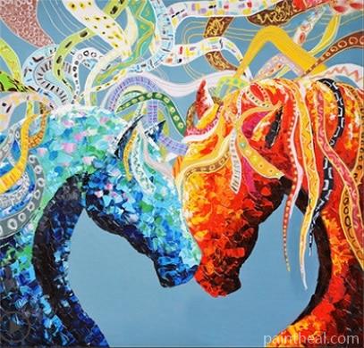 Colorful Abstract Horses Painting By Numbers Kits