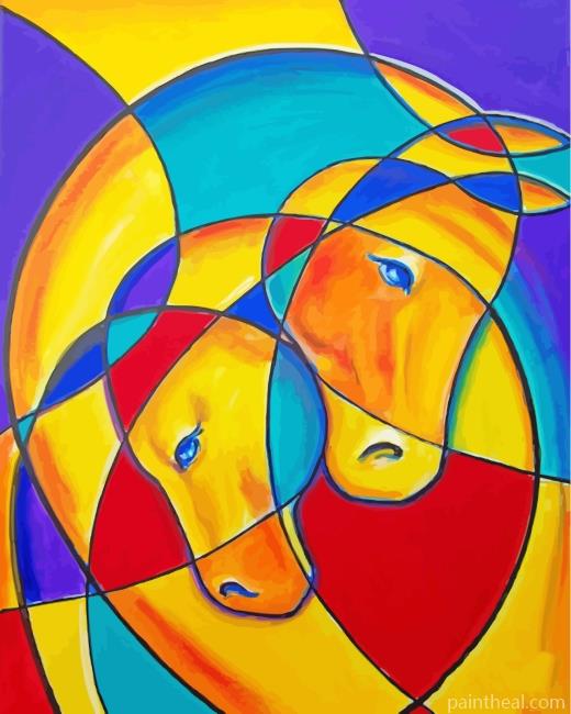 Horses Cubism Painting By Numbers Kits