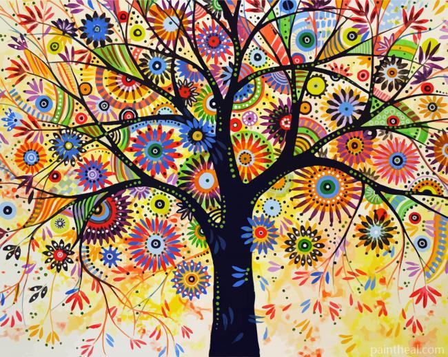Colorful Abstract Tree Painting By Numbers Kits