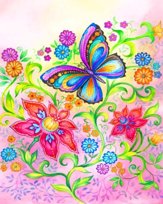 Flowers And Butterfly Painting By Numbers Kits