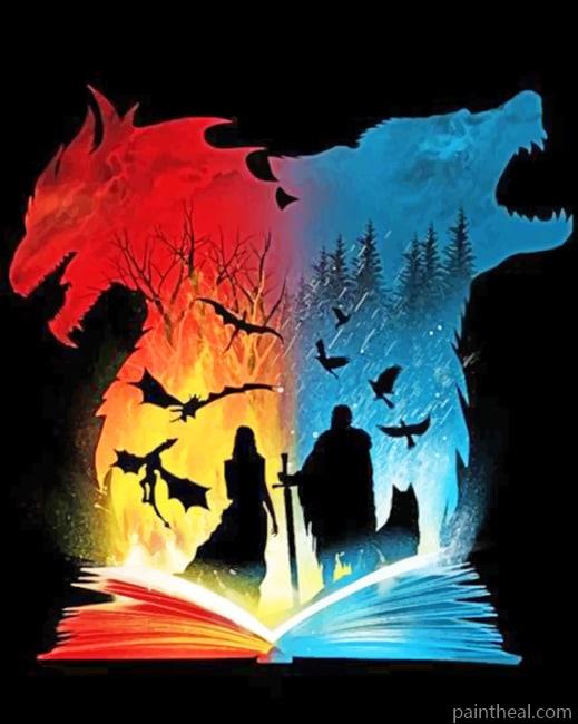 Fire And Ice Silhouette Painting By Numbers Kits