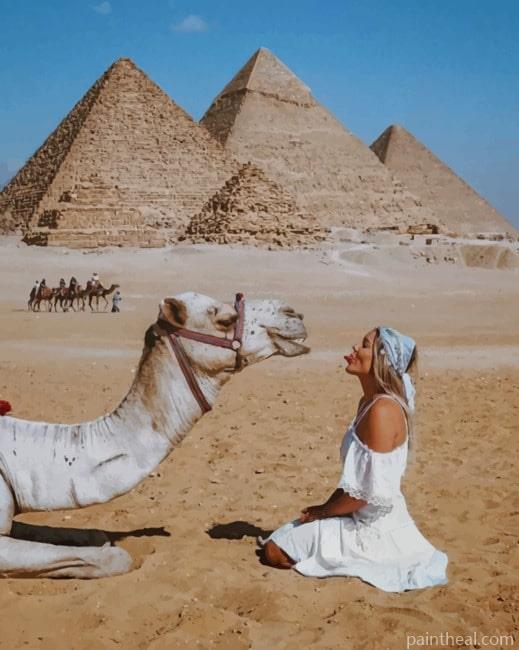 Girl And Camel In Egypt Painting By Numbers Kits
