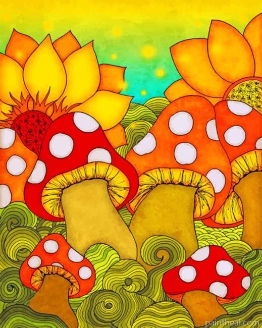 Aesthetic Mushrooms Illustrations Painting By Numbers Kits