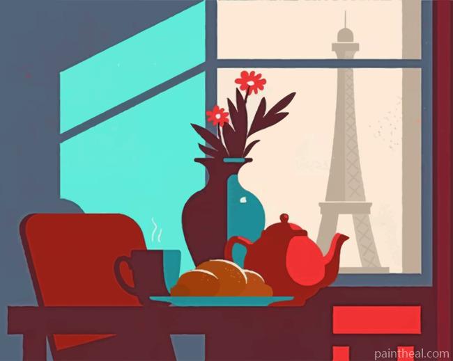 Aesthetic Parisian Breakfast Painting By Numbers Kits