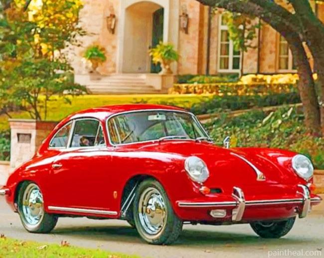 Red Car Vintage Painting By Numbers Kits