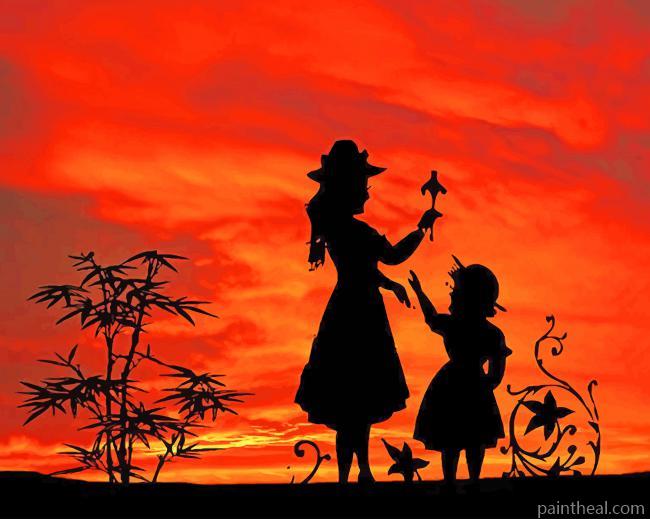 Mother Daughter Silhouette NEW Painting By Numbers Kits