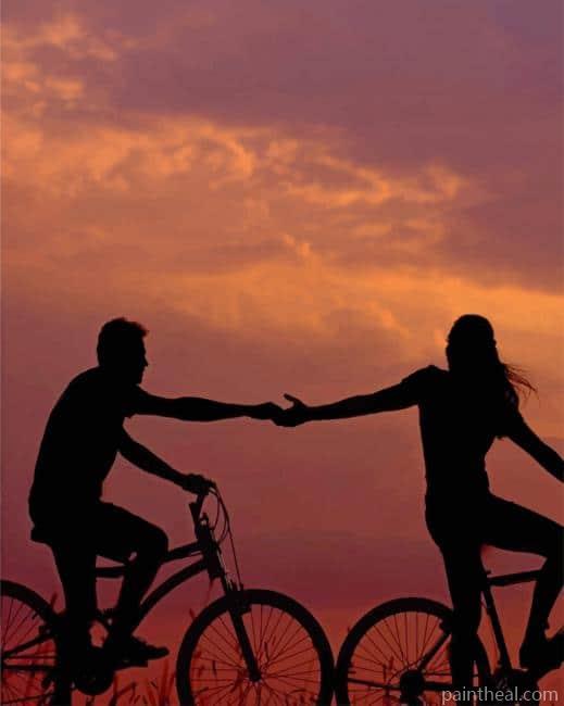 Couple On Bikes Silhouette NEW Painting By Numbers Kits
