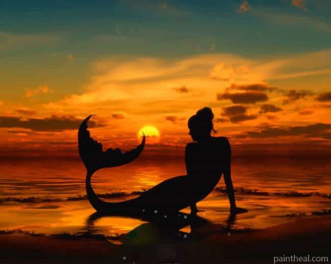 Mermaid Silhouette Sunset NEW Painting By Numbers Kits