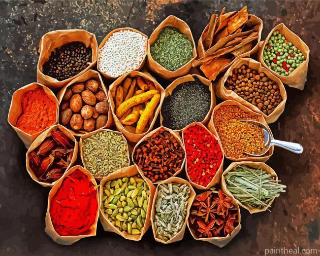 Aesthetic Cool Indian Spices Painting By Numbers Kits