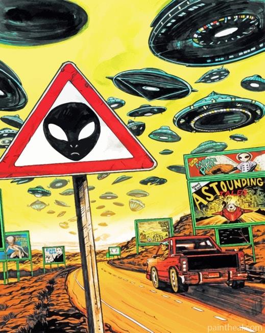 Aliens Road Painting By Numbers Kits