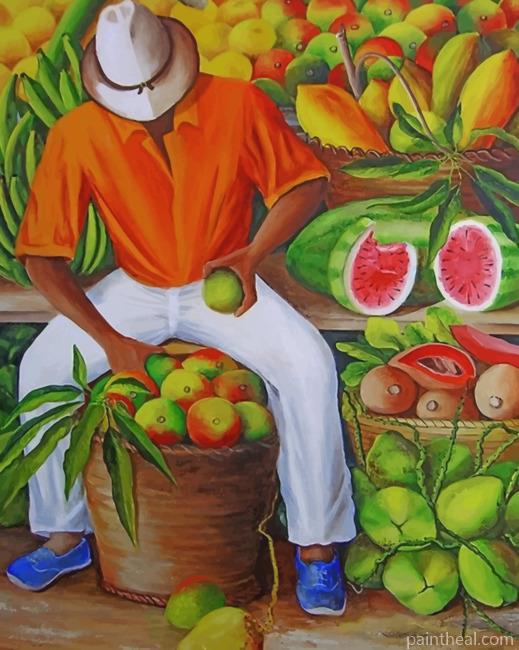 Fruit Seller Painting By Numbers Kits
