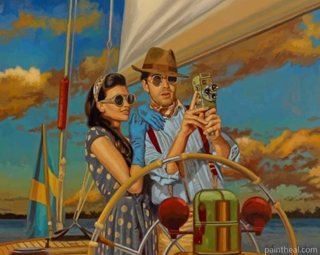 Vintage Couple taking Pictures NEW Painting By Numbers Kits