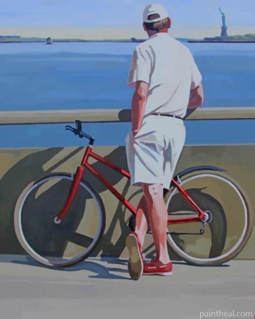 Vintage Man With His Bicycle NEW Painting By Numbers Kits