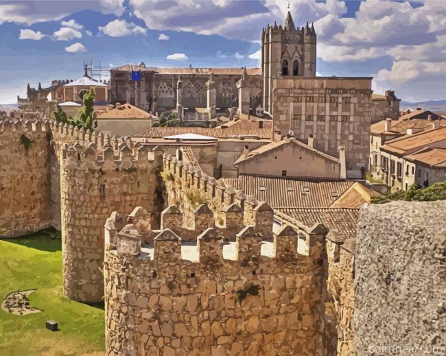 Spain Avila Cathedral Painting By Numbers Kits