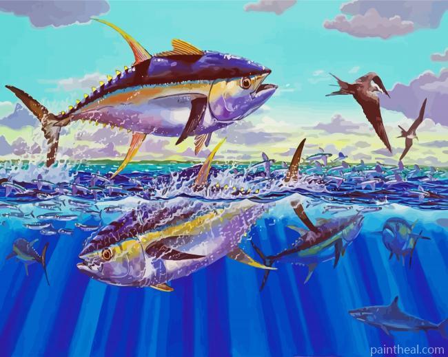 Yellowfin Tuna Underwater Painting By Numbers Kits