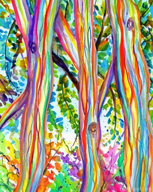 Rainbow Eucalyptus Tree Art Painting By Numbers Kits