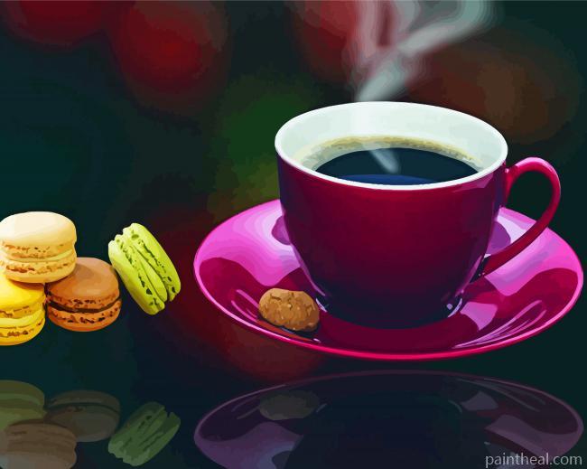 Coffee In Cup And Biscuits Painting By Numbers Kits