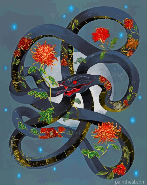 Black Ouroboros Snake Art Painting By Numbers Kits