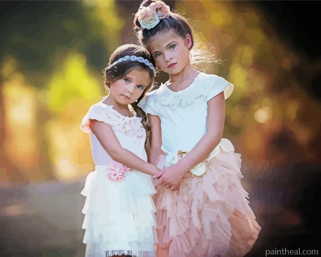 Two Lovely Little Girls Painting By Numbers Kits