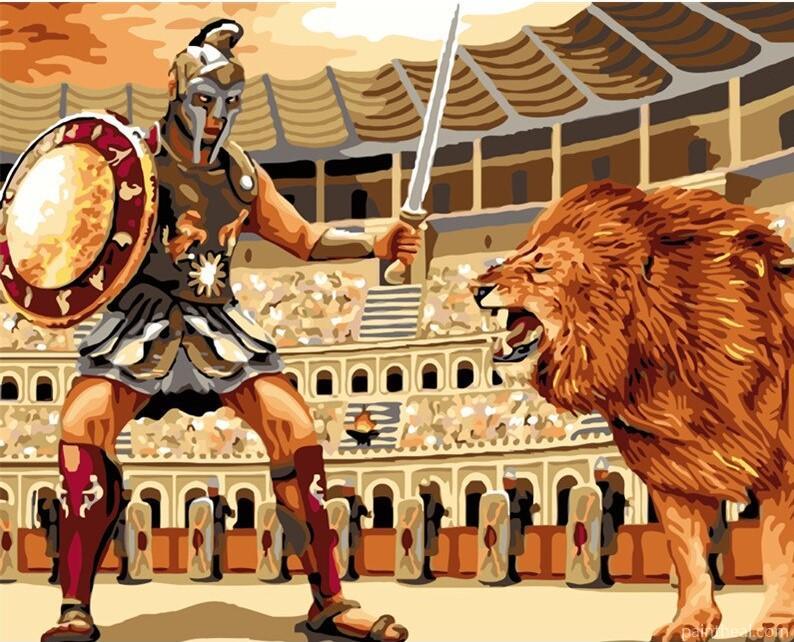 Gladiator Lion People Painting By Numbers Kits
