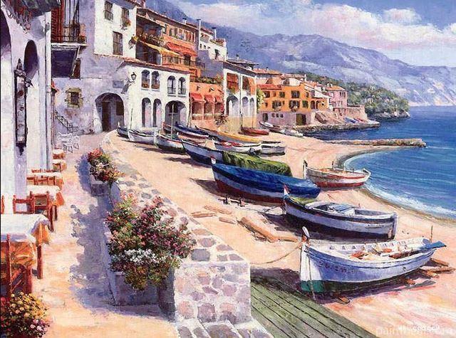 Fishermen Village Cities Painting By Numbers Kits