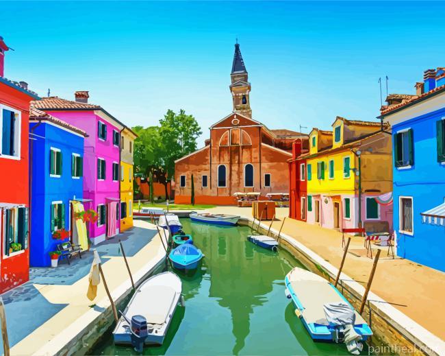 Colorful Towns Burano Painting By Numbers Kits