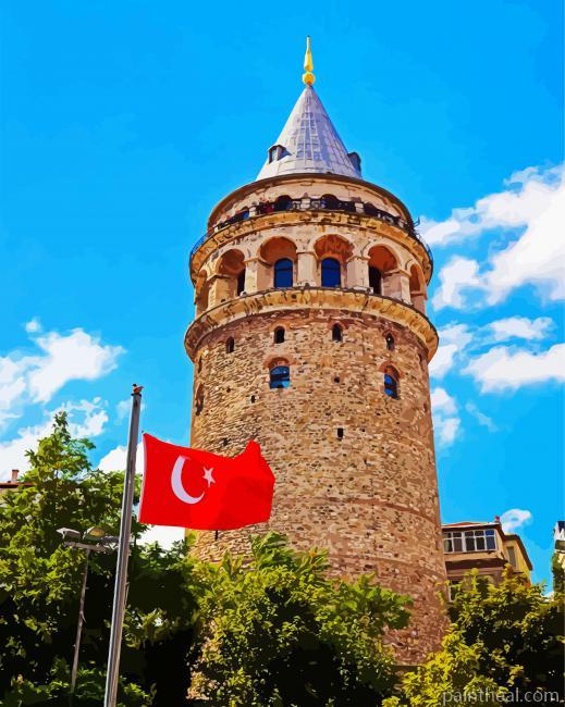 Turkey Galata Tower Monument Painting By Numbers Kits