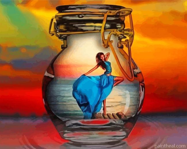 Woman In Bottle Art Painting By Numbers Kits
