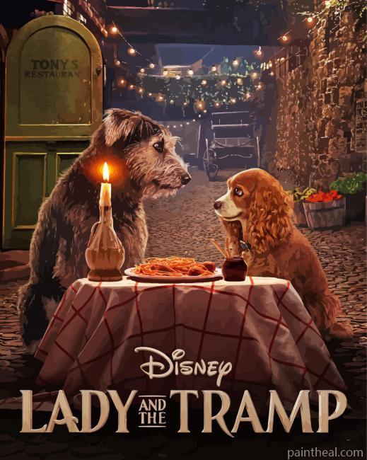 Disney Lady And The Tramp Film Poster Painting By Numbers Kits