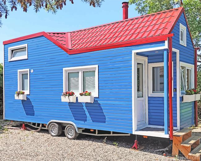 Blue Tiny House Painting By Numbers Kits