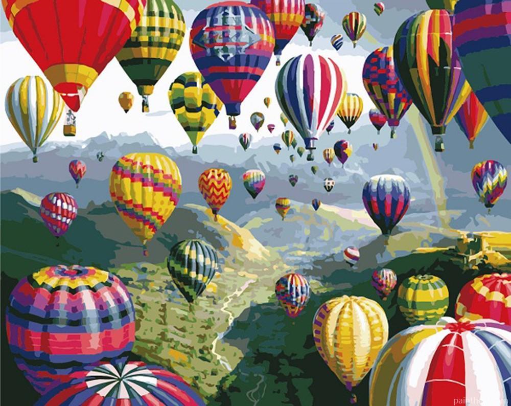 Air Balloon Above Mountains Landscape Painting By Numbers Kits