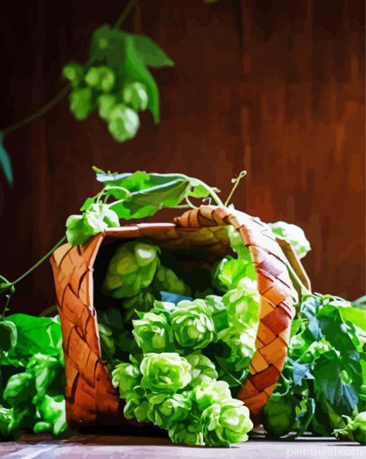 Hop Plant In Wicket Basket Painting By Numbers Kits