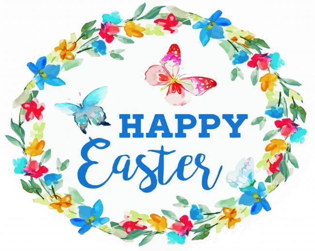 Easter Wreath Illustration Painting By Numbers Kits