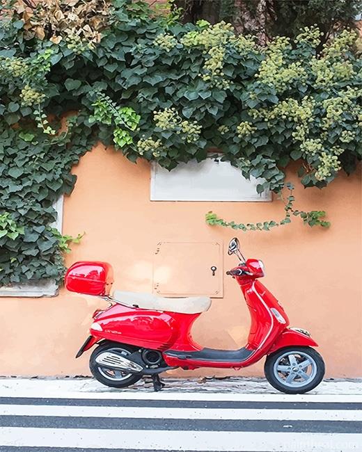 Vespa Red Scooter NEW Painting By Numbers Kits