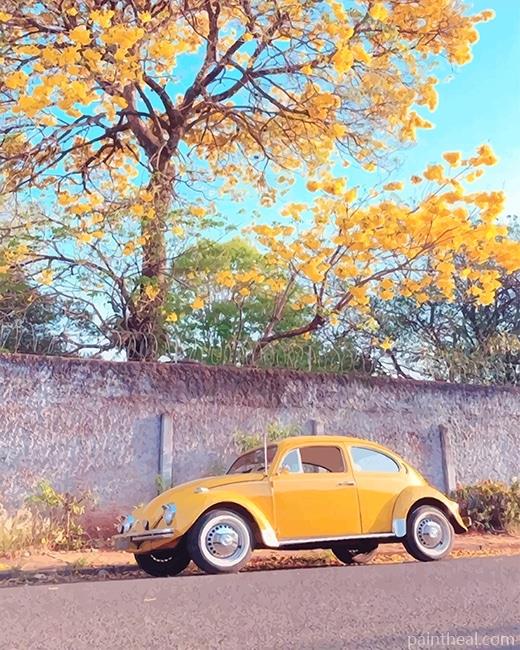 Yellow Aesthetic Car NEW Painting By Numbers Kits