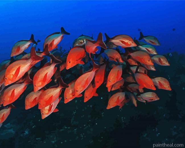 Fish School Underwater Painting By Numbers Kits