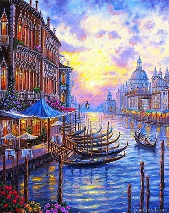 Venice Sunset Seascape Painting By Numbers Kits