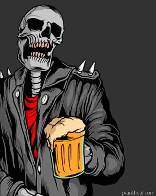 Skull Drinking Beer Painting By Numbers Kits
