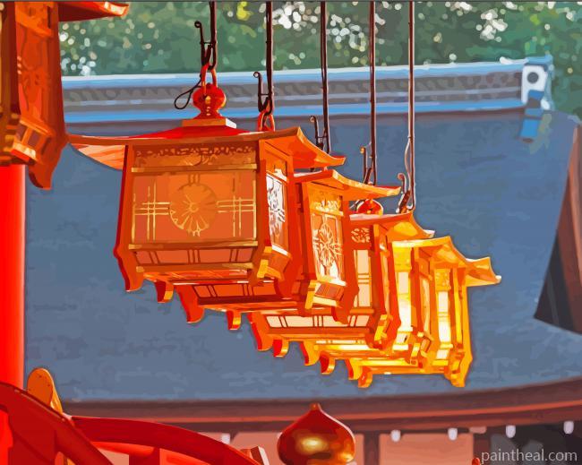 Wooden Japanese Lamp Painting By Numbers Kits