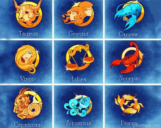 The Twelve Zodiac Signs Painting By Numbers Kits