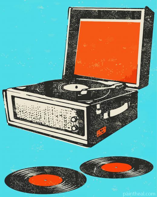 Record Player Illustration Painting By Numbers Kits