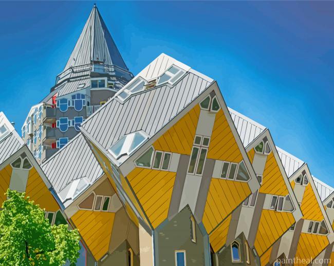 Aesthetic Cube Houses Rotterdam Painting By Numbers Kits