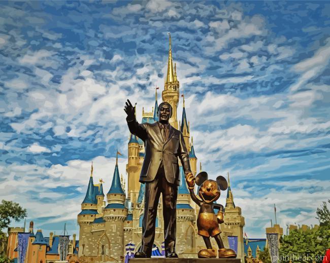 Walt Disney And Mickey Statue In Disneyland (Copy) Painting By Numbers Kits