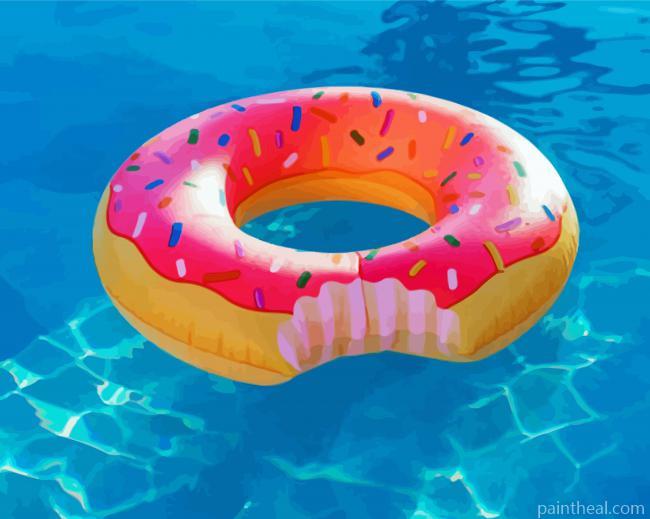 Pink Donut In Pool Painting By Numbers Kits