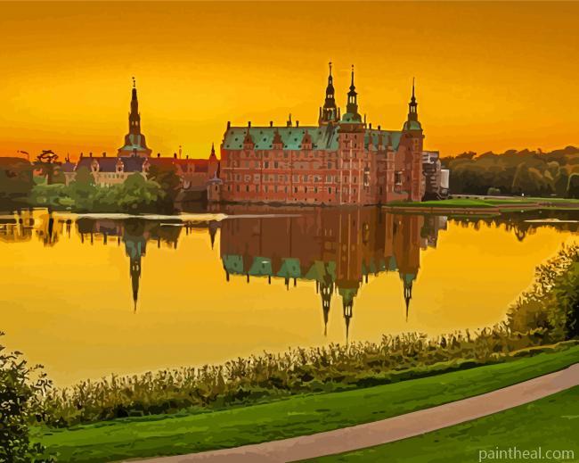 Frederiksborg Castle At Sunset Painting By Numbers Kits