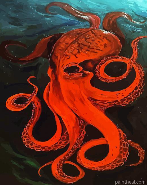 Aesthetic Red Octopus Art Painting By Numbers Kits